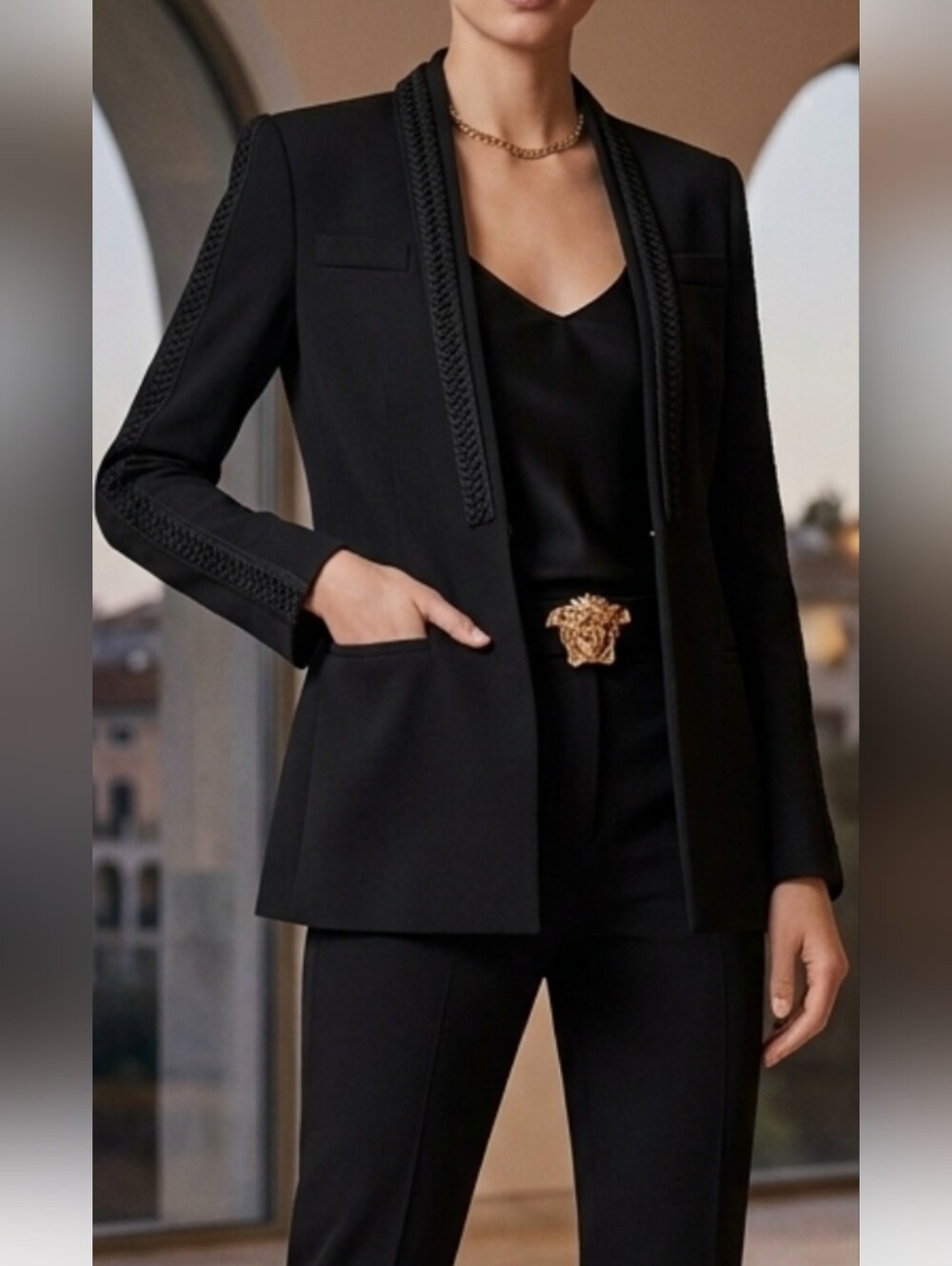 VERSACE Collection Tailored Collarless Blazer / Jacket